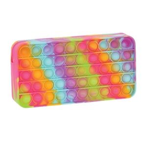 4/$25 Iscream Rainbow Tie Dye Pop It Popper Pencil Case Fidget Zip Pouch